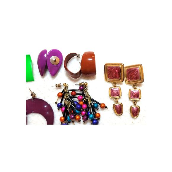 Vintage 1980s 1990s Earrings Lot Bold Bright Colorful Mod Pop Art Geometric - Picture 4 of 7
